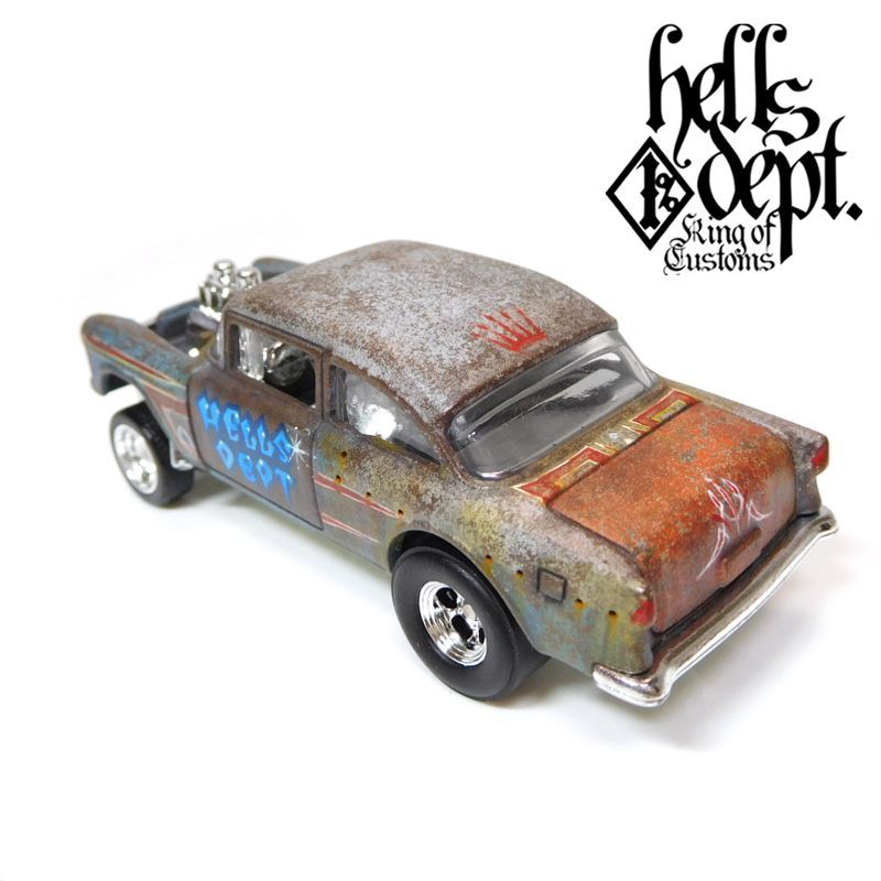 Photo: LOWERED B'STYLE x KATSUNUMA SEISAKUSYO 【'55 CHEVY BEL AIR GASSER (FINISHED PRODUCT)】RUSTED-BLUE/RR